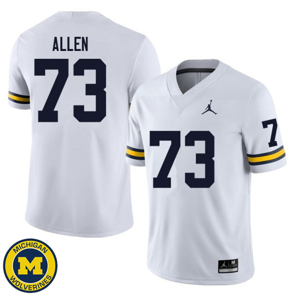 Men's University of Michigan #73 Willie Allen White Official Game Jersey